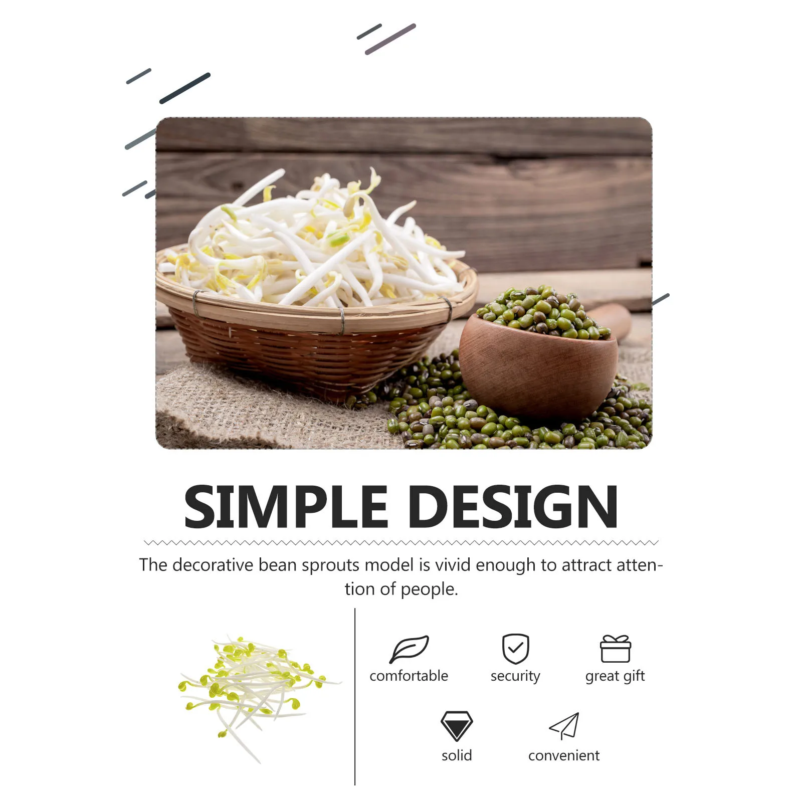 

50pcs Imitated Vegetable Decors Bean Sprout Realistic Small Lifelike Food Prop For Photography Display Home Accessories Supply