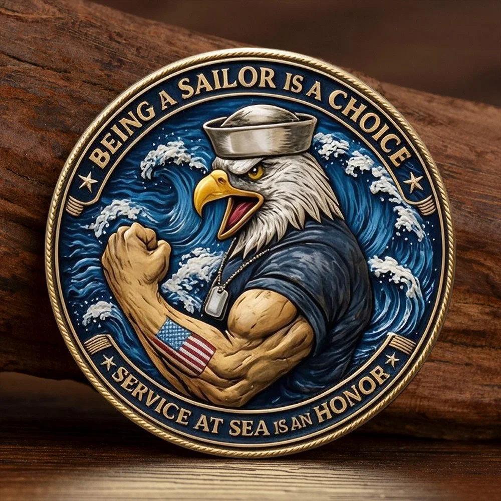 US Navy Sailor Veteran Bronz Challenge Coin Eagle Anchor Sea Honor Service Sacrifice Commemorative Coin Souvenir Gift