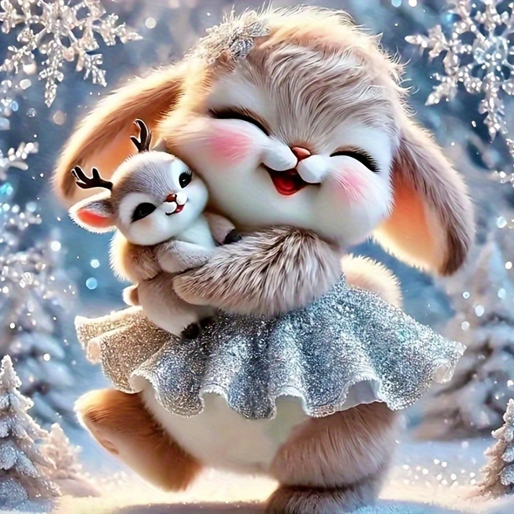 EverShine 5D Diamond Painting Rabbit Deer Full Drill Mosaic Animal DIY Embroidery Snow New Arrivals Christmas Decorations Gift