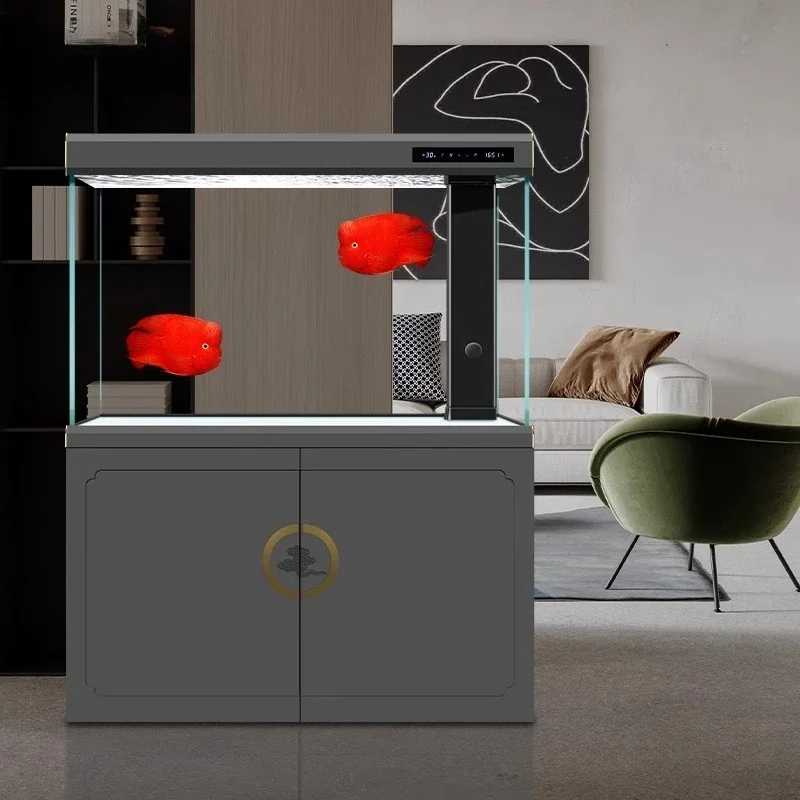

Modern Living Room Cabinet Large Ultra-white Glass Aquarium Intelligent Ecological Partition Floor-standing Home Furniture FYFT