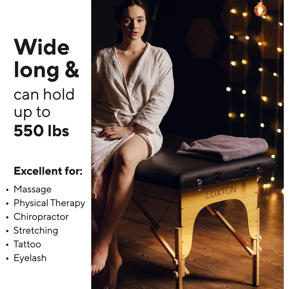 Luxton Home-Table de massage en mousse à mémoire de forme, facile à installer, pliable et portable avec étui de transport