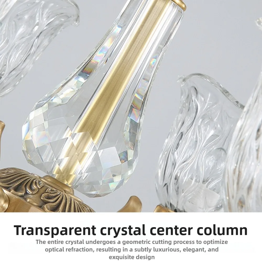 Luz de cobre francés, luz colgante de lujo para el salón, comedor moderno creativo, iluminación LED para dormitorio, luz colgante para el hogar