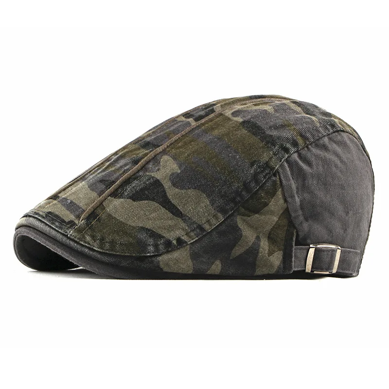 Men\'s Cotton Flat Cap Ivy Gatsby Newsboy Hat Camouflage Fashion Driving Ivy Hat Cabbie