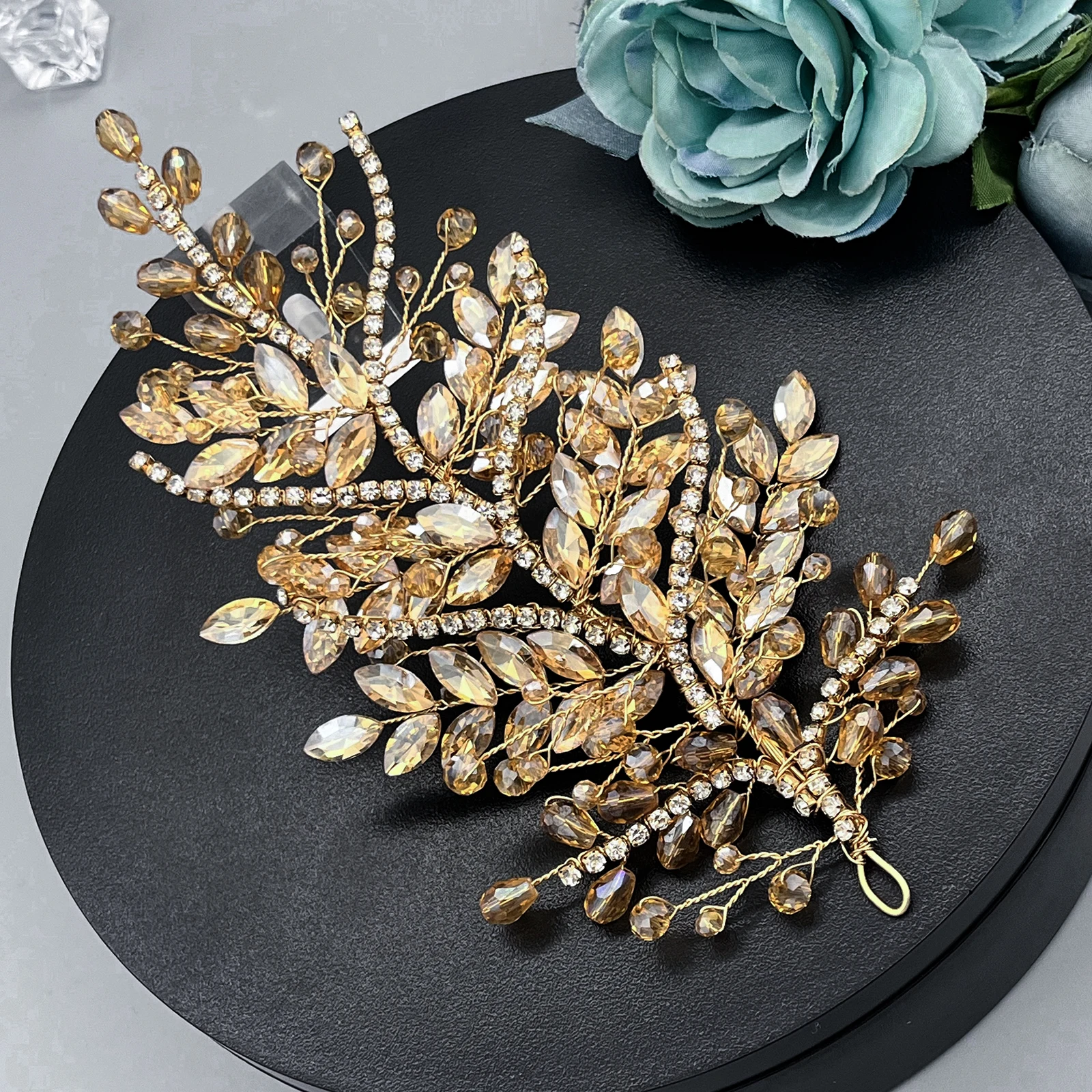 DZ256 Ikat Kepala Berlian Imitasi untuk Topi Baja Pernikahan Buatan Tangan Kristal Perhiasan Rambut Pengantin Hiasan Kepala Aksesori Rambut Merah Tiara