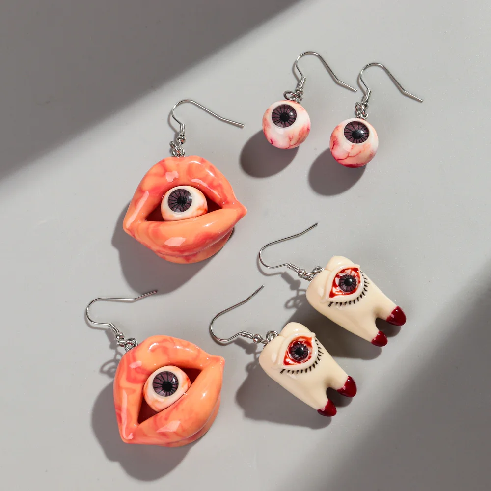 Halloween Day Funny Acrylic Three-Dimensional Eyeball Earring for Women Realistic Stereoscopic Drop Earrings 2024 Jewelry