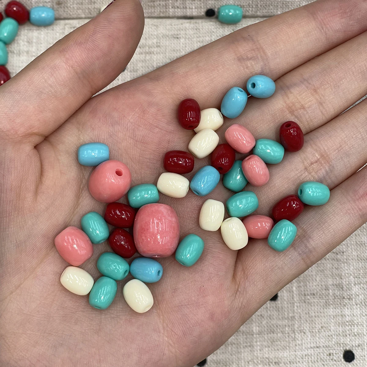 10pcs/Pack Assorted-Color Natural Seashell Beads Barrel-shaped through-hole beads for Jewelry Making DIY Necklaces Accessories