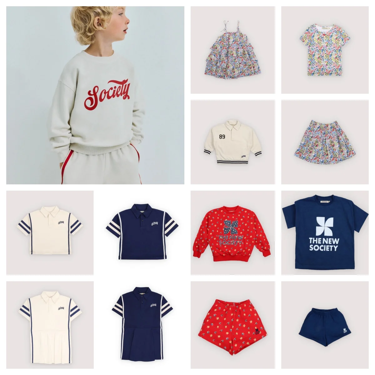 

Spring/Summer 2026 Floral Print Sporty Polo Shirt with Lettering Short Sleeve for Boys + Shorts Children's Clothing Girls' Dress