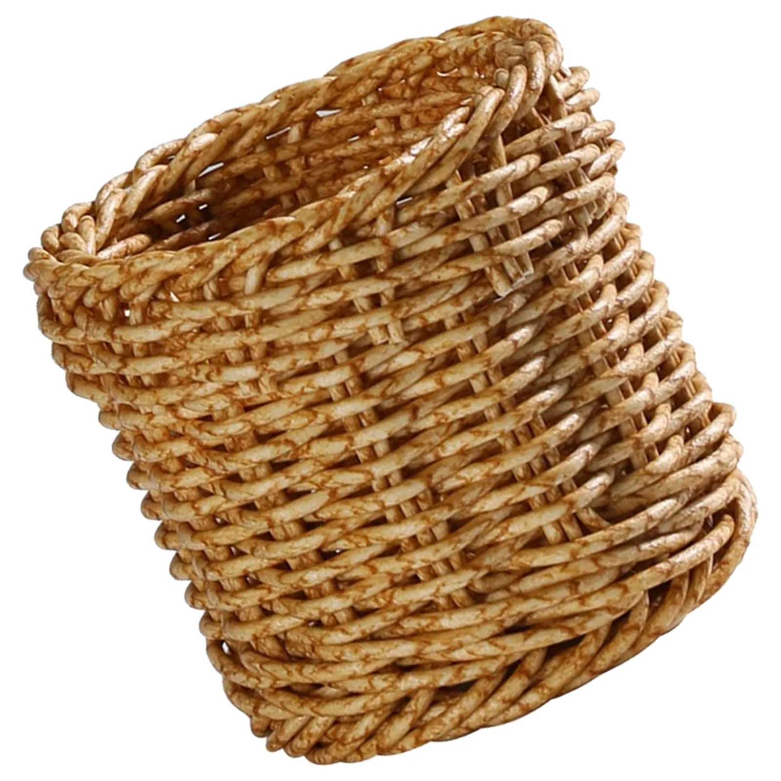 

Imitation Rattan Desktop Makeup Brush Holder Storage Box Pen Container Multifunctional Woven Basket Organizer for School