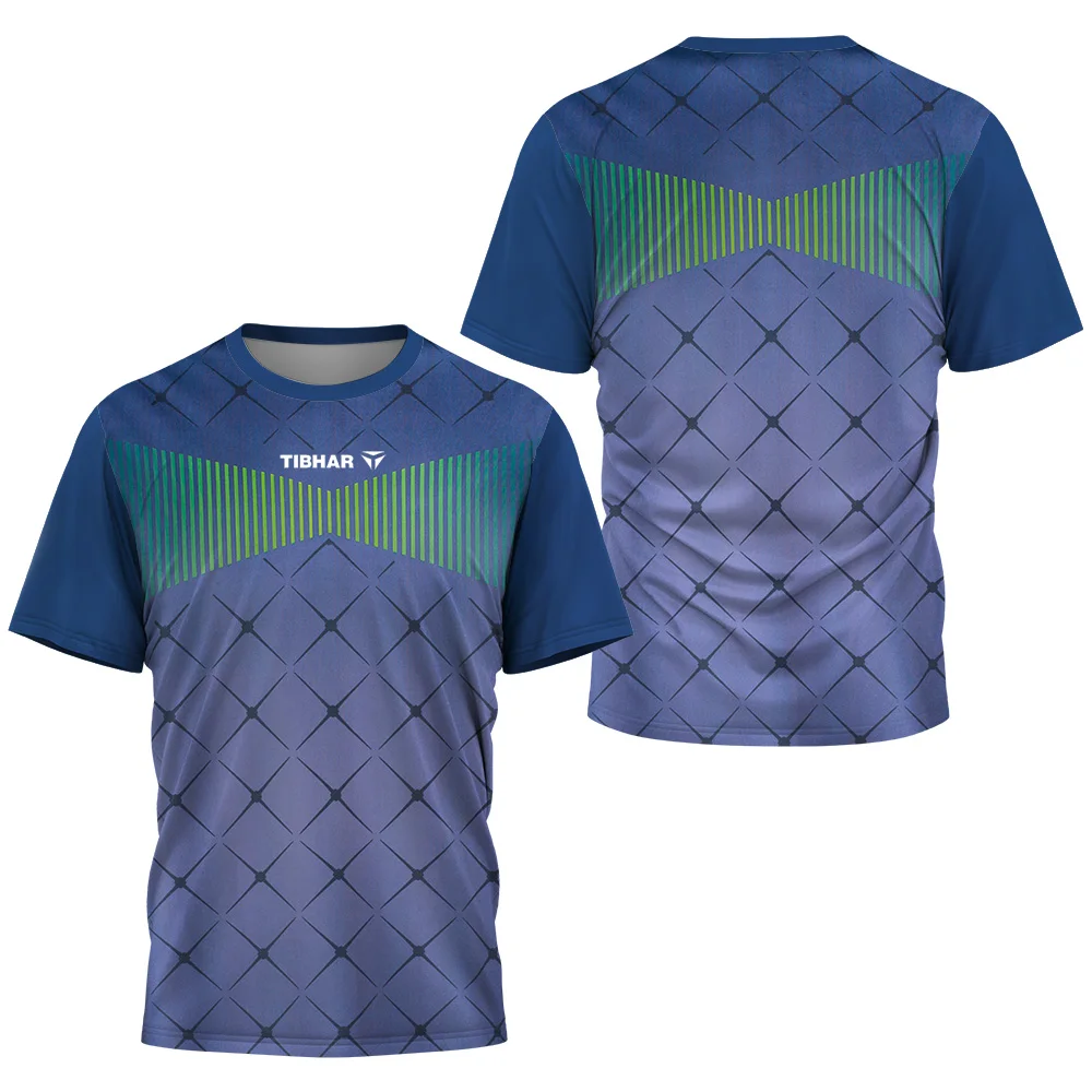 Outdoor Tennis Sports T-Shirts Fashion 3D Gradient Printed T Shirt For Men Casual O-neck Short Sleeve Loose Tops Summer Clothing