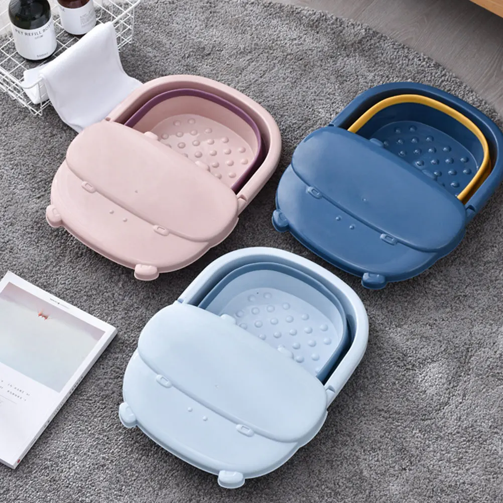

Massage Foot Basin Bump Design Relieves Fatigue TPE Material Foldable Easy Clean Portable Storage Bucket Soak Tub Foot Care Tool