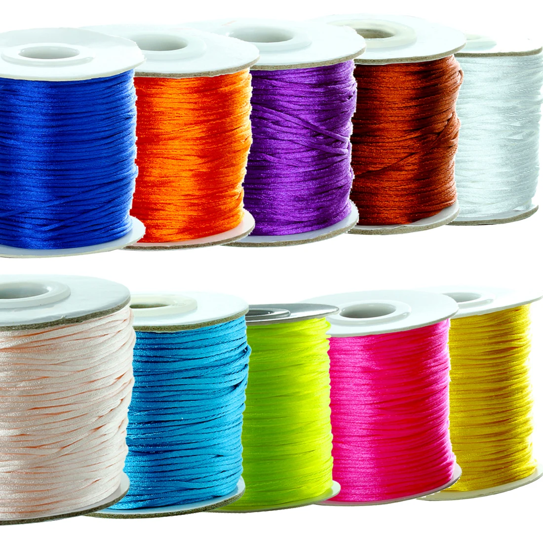 Injrette de nouage coréenne, cordons de perles en satin de nylon, ficelle tressée Shamballa, fil pour bijoux à bricoler soi-même, 50 verges par rouleau, 1.5-2mm