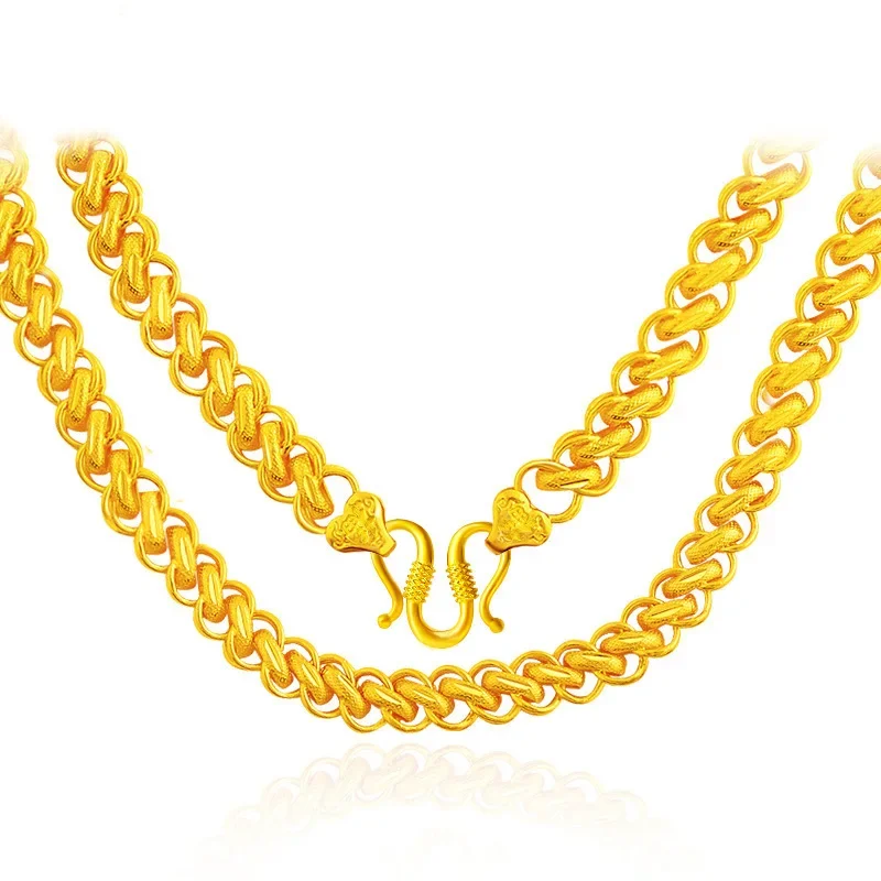 Luxury 60cm Real k Yellow Gold Color Necklace for Men Brother Twist Male Necklace Chain Wedding Party Jewelry Gifts Not Fade