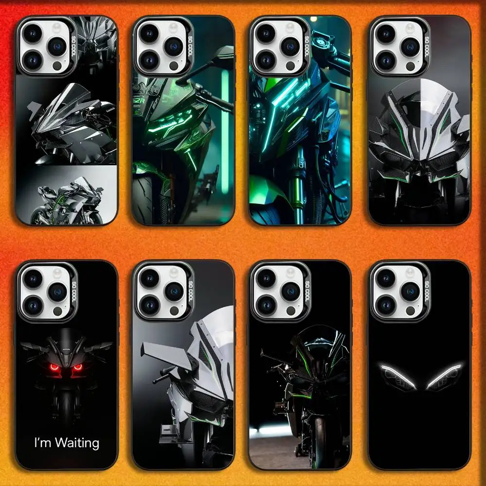 

Moto Bike K-KawasakiS H-H2R Phone Case For iPhone 16,15,14,13,12,11,Mini,Pro,E,MAX Black Candy Matte Shockproof Cover