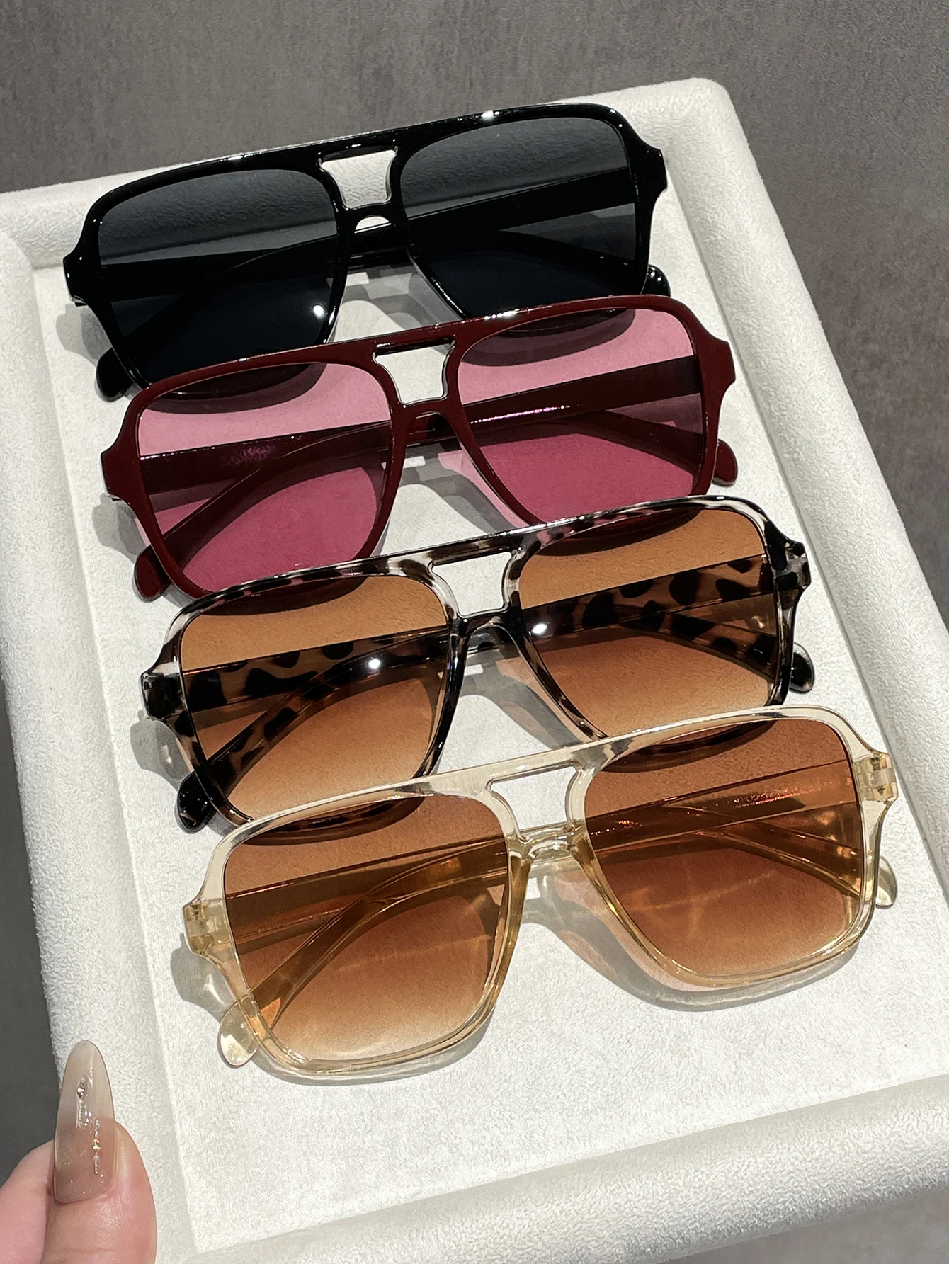 4 Stück klassische Piloten-Sonnenbrillen mit großem Rahmen und doppelter Brücke im Vintage-Stil, Unisex-Sonnenbrillen für Outdoor-Fahrten und Sonnenschutz