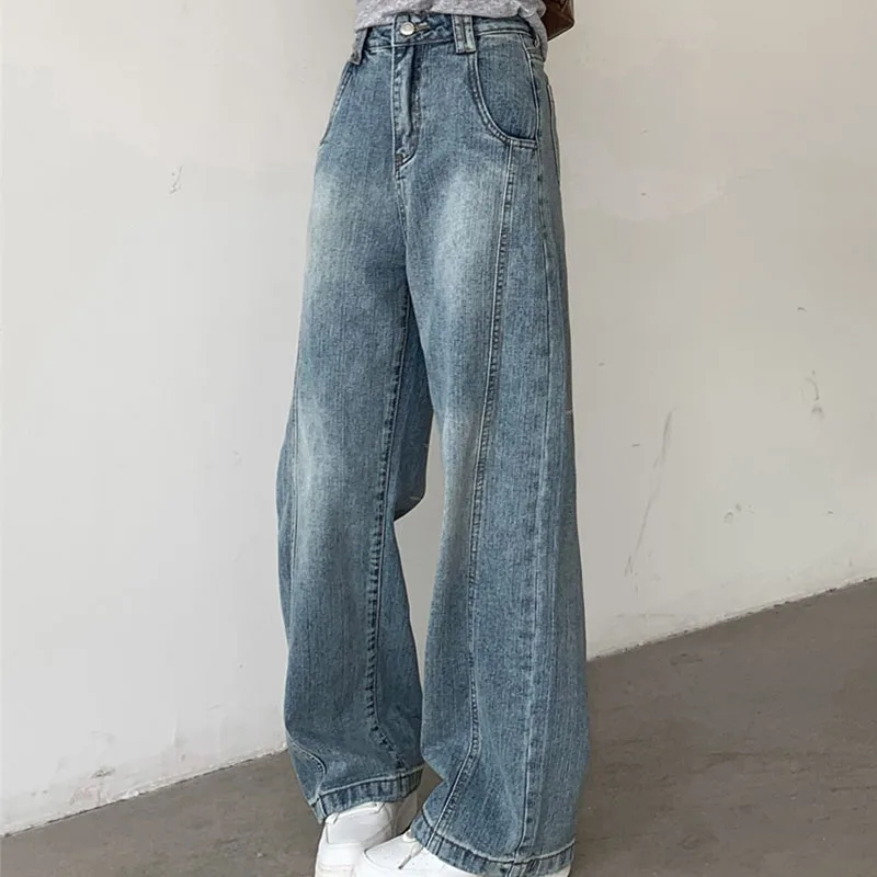 กางเกงยีนส์ทรงกระบอกขาบานสไตล์วินเทจ Y2K สำหรับผู้หญิง ฤดูใบไม้ร่วง 2025 ทรงดงแดมัน ผ้าเดนิมทรงโค้งมน ตัดแบบอเมริกัน ขากว้างยาวคลุมเท้า รุ่น 2614