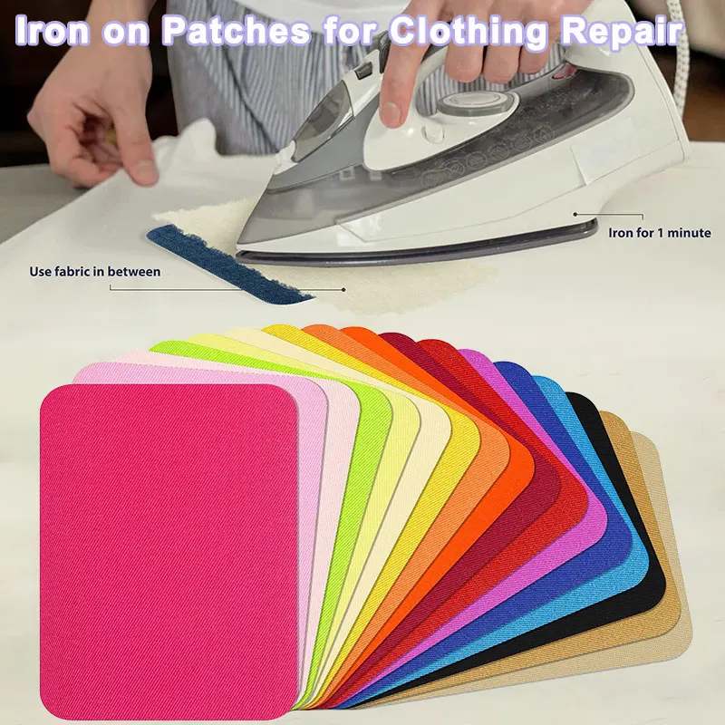 10Pcs Iron on Patches Clothes Repair Sticker Adhesive Cotton Fabric Patch Strongest Glue for Clothing Repair Decor 9.5x2.5cm