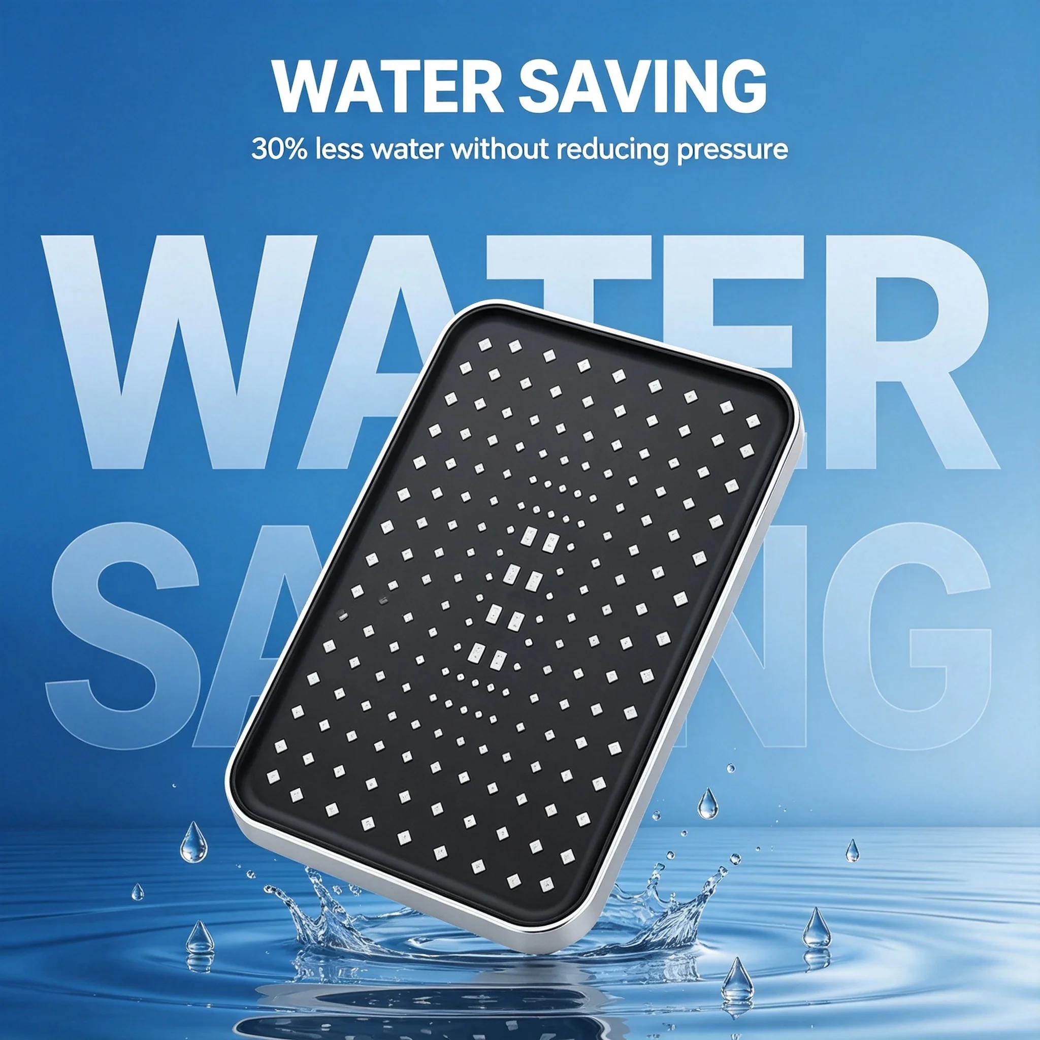 Luxury 11.81 Inch Large Square Rain Shower Head High Pressure Handheld Sprayer 3 Modes ABS Anti-rust Bathroom
