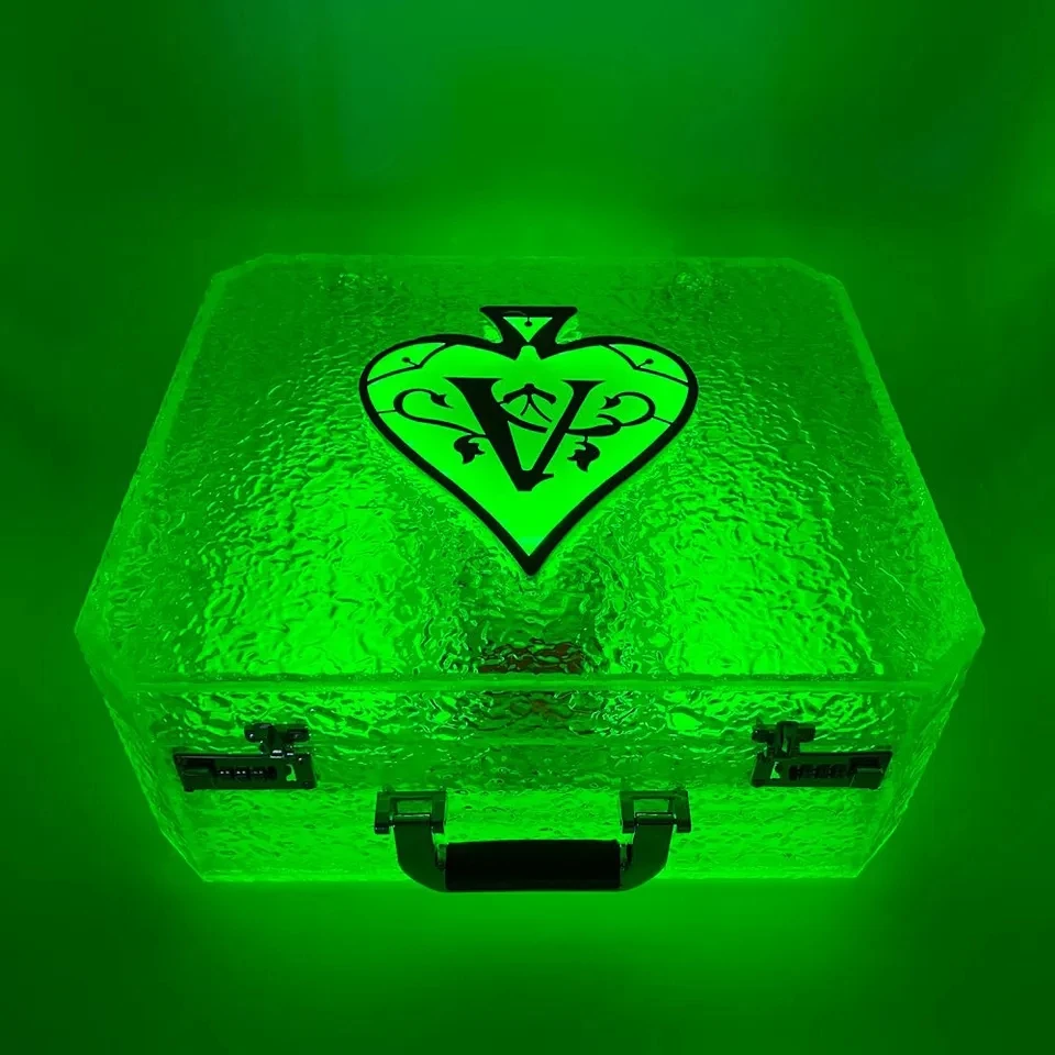 OEM Ace of Spades 3bottle LED bottle presenter box display VIP champagne suitcase bottle glorifier carry case for night club bar