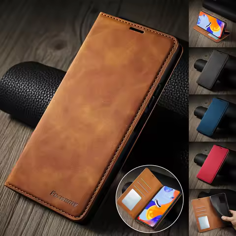 Leather Phone Case for Xiaomi Redmi Note 12 11S 11T 11E Pro Plus 10S 10T 9T 9S 8 7 Pro Flip Cover Poco X5 X4 X3 M4 M3 Pro NFC F3