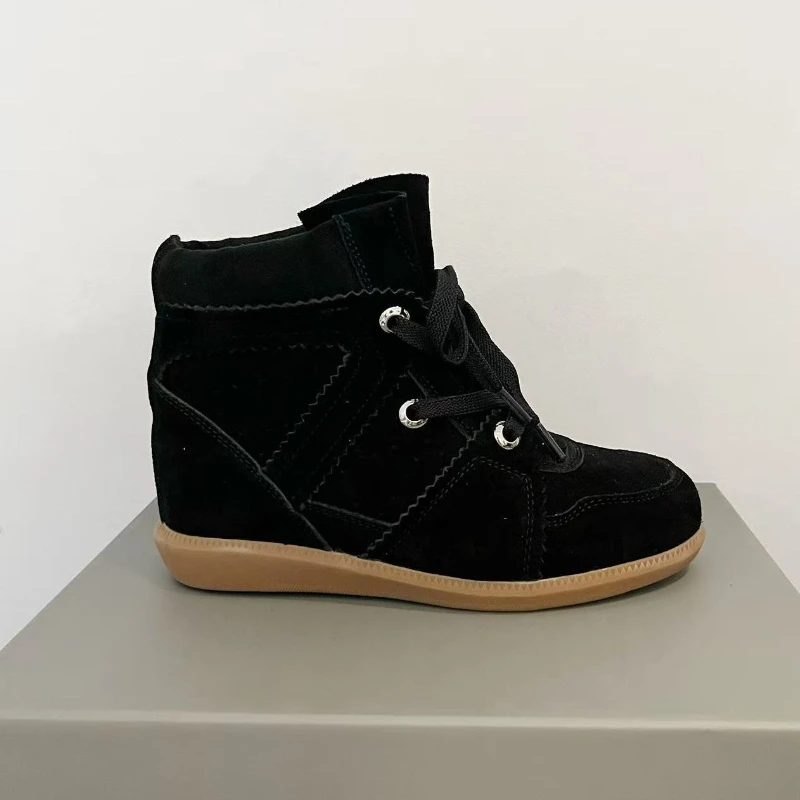Damesschoenen Mode Damessneakers Echt lederen enkellaarzen Onzichtbare verhogende hoge vrijetijdsschoenen Schoenen met verborgen hak