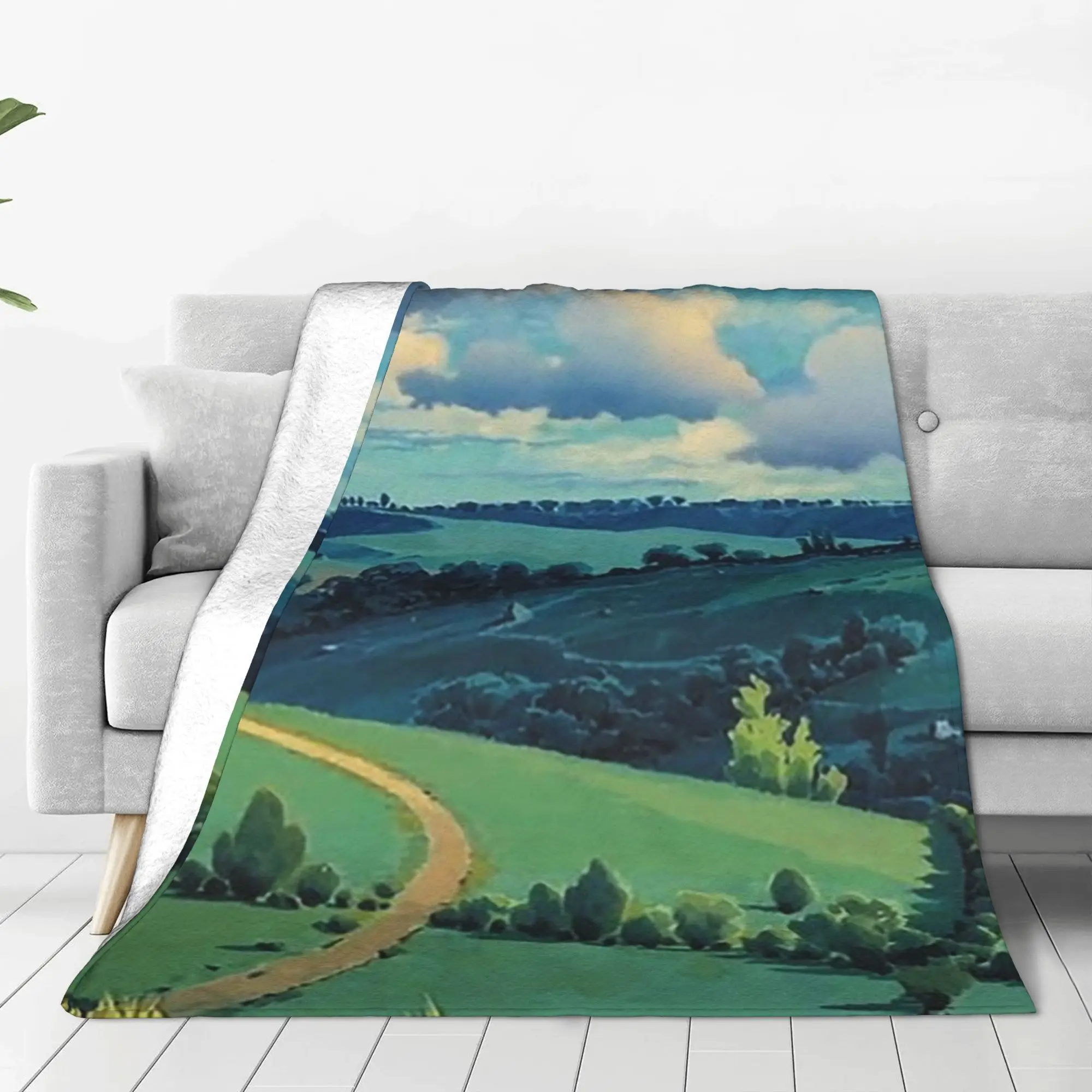 

Laputa castle in the sky Blanket Portable Flannel Sofa Throw Blanket for Home Bedroom Office Throws Bedspread Quilt