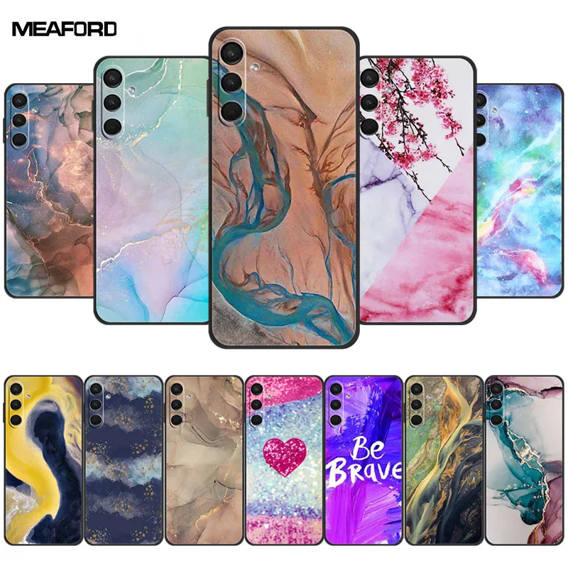 Marble Color Case For Samsung A55 A35 A25 A05 A15 4G 5G Bumper Soft TPU Silicone Cover Coque Galaxy A 15 Etui Luxury Phone Bag