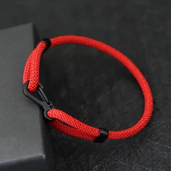 Unique Adjustable Rope Bracelet Unisex Black Outdoor Adventure Buckle Lucky Red Braclet Couple Brazalete Friendship Jewelry Gift