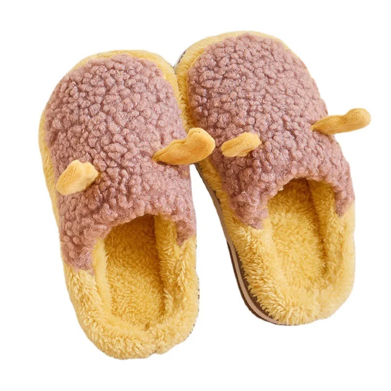 Children\'s cotton cartoon deer antlers cute indoor warm and wear-resistant plush slippers