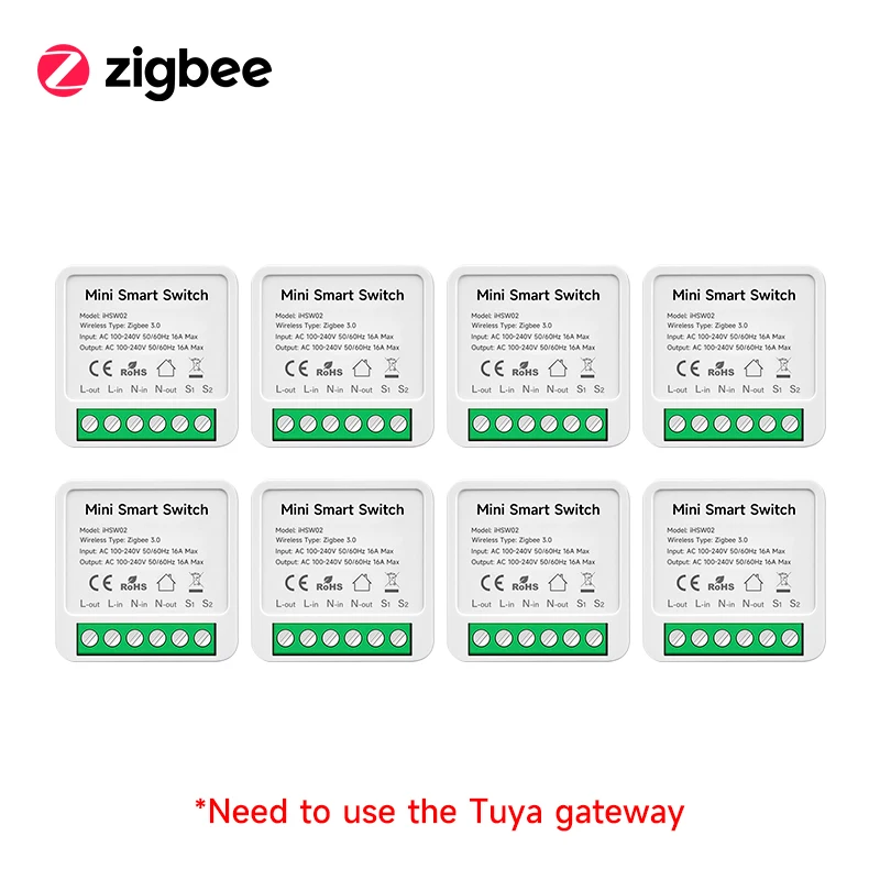 Tuya Zigbee 3.0 Smart Switch Module 16A Mini DIY 2-weg schakelrelais APP afstandsbediening spraakbesturing werkt met Alexa Google