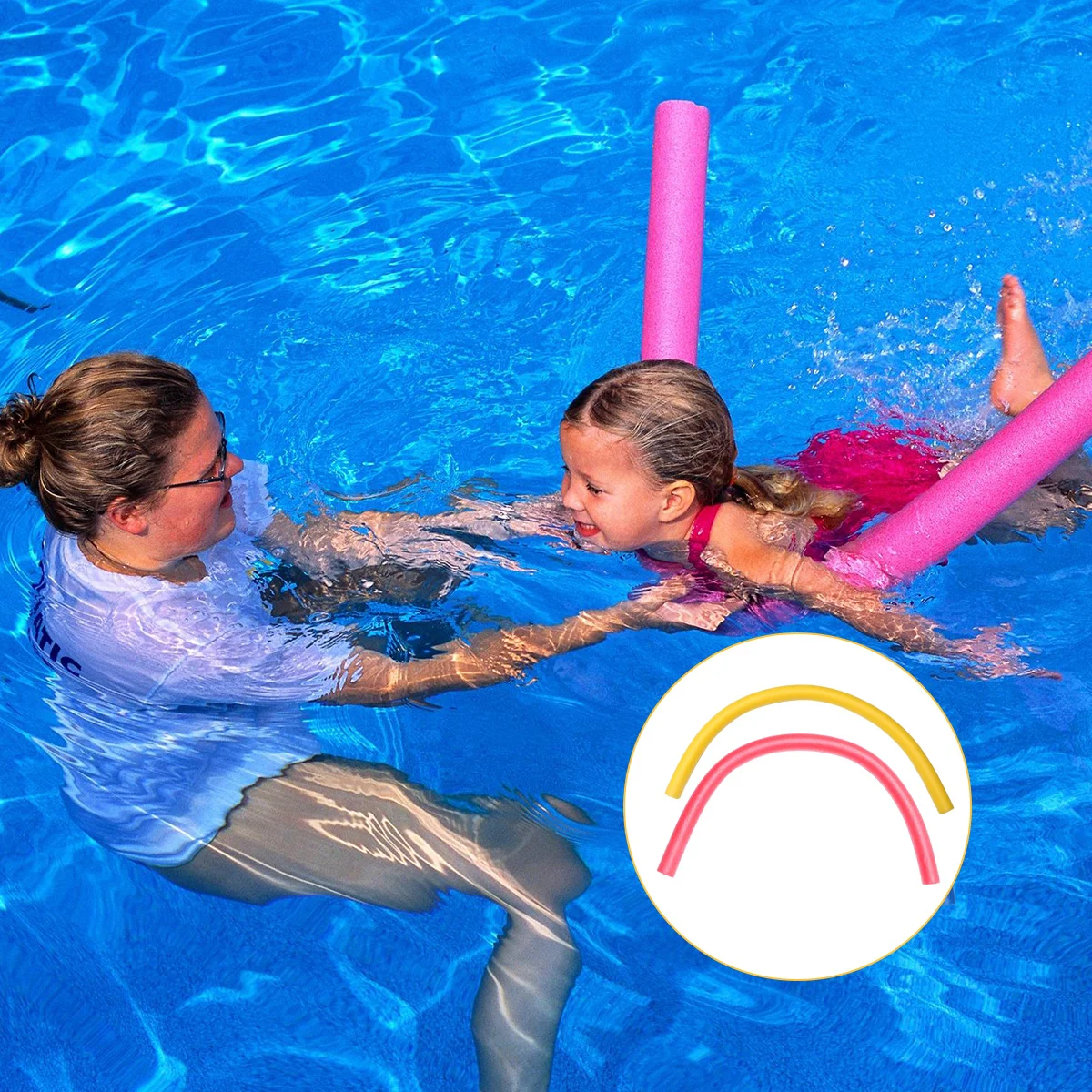 2 Pcs Inflatable Swimming Stick Floating Pool Noodle Noodles Floats Blue Foam Water Aid Child