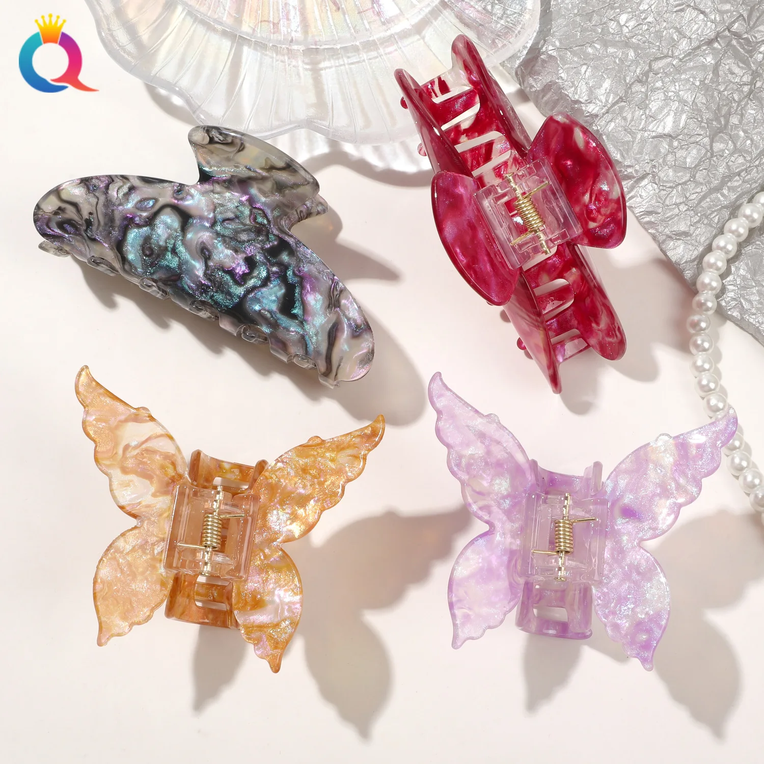 

Disc Hair Ponytail Shark Butterfly Hairpin Glazed Symphony Acrylic Grab Clip Girl women headwear Hair Styling Tools Accessories