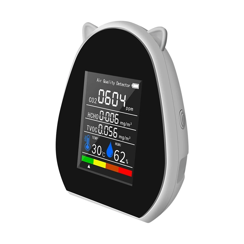 Detail 5 w 1 CO2 detektor powietrza wielofunkcyjny przenośny cyfrowy temperatura i funkcja wyświetlacz wilgotności TVOC HCHO CO2