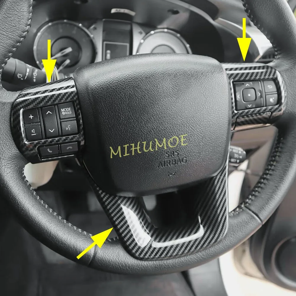 Image of Für 2016-2024 Toyota Hilux Fortuner Carbon Fiber Innen Lenkrad Schalter Taste Borte Stilvolle Zubehör 2021 2022 2023