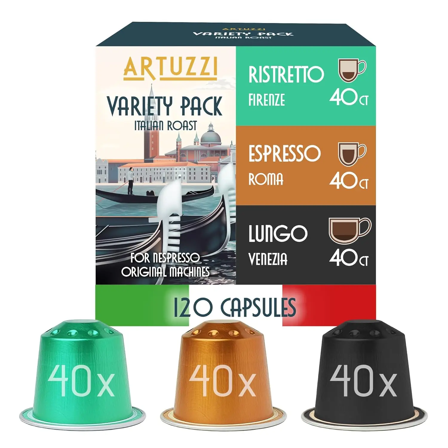 

120ct Compatible Nespresso Coffee Pods For Nespresso Original Machines | Espresso Ristretto Lungo Coffee Capsules | Espresso