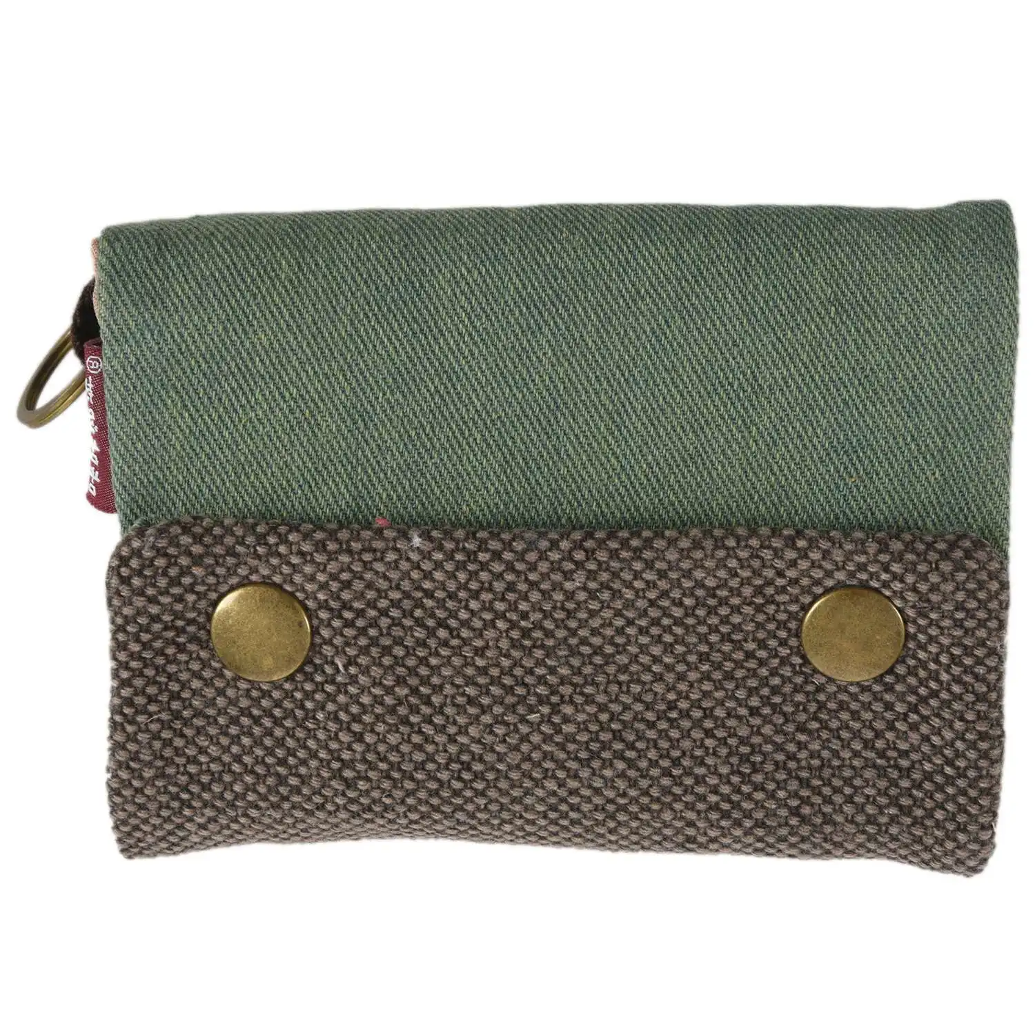 Unisex Men Women's Three Layer Folded Manual Canvas Wallet Bag With Multi Card Holder,Boy Girl's Multifunction Coin Purse（Green）