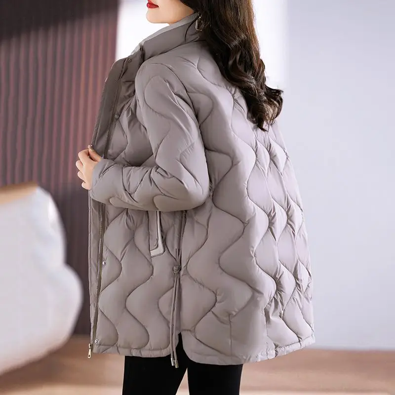 2024 Winter New Women Parkas Mid Length Standing Collar Down Cotton Overcoat Female Casual Thick Warm Windproof Jackets Ladies