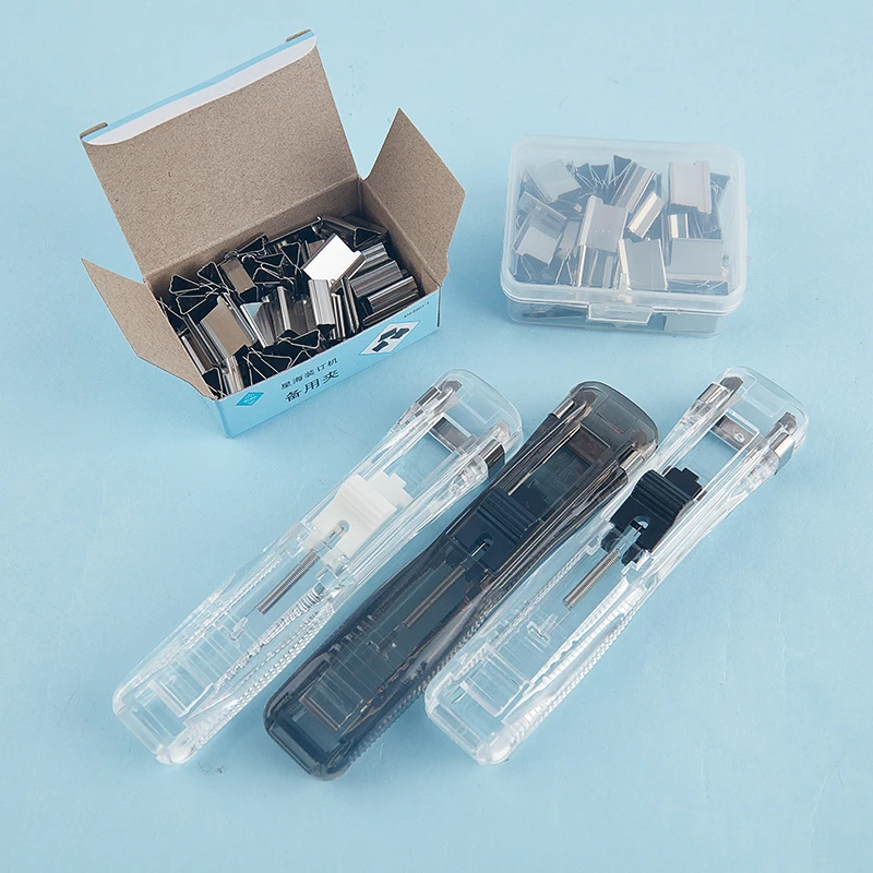 Manual Paper Clip With Refill Metal Stapler Paper Clip For File Binding Stationery Portable Practical Metal Stapler Paper Clip