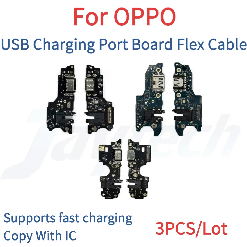 

3PCS USB Charging Port Board Flex Cable Connector Parts For OPPO A17 A32 A54 Microphone Module