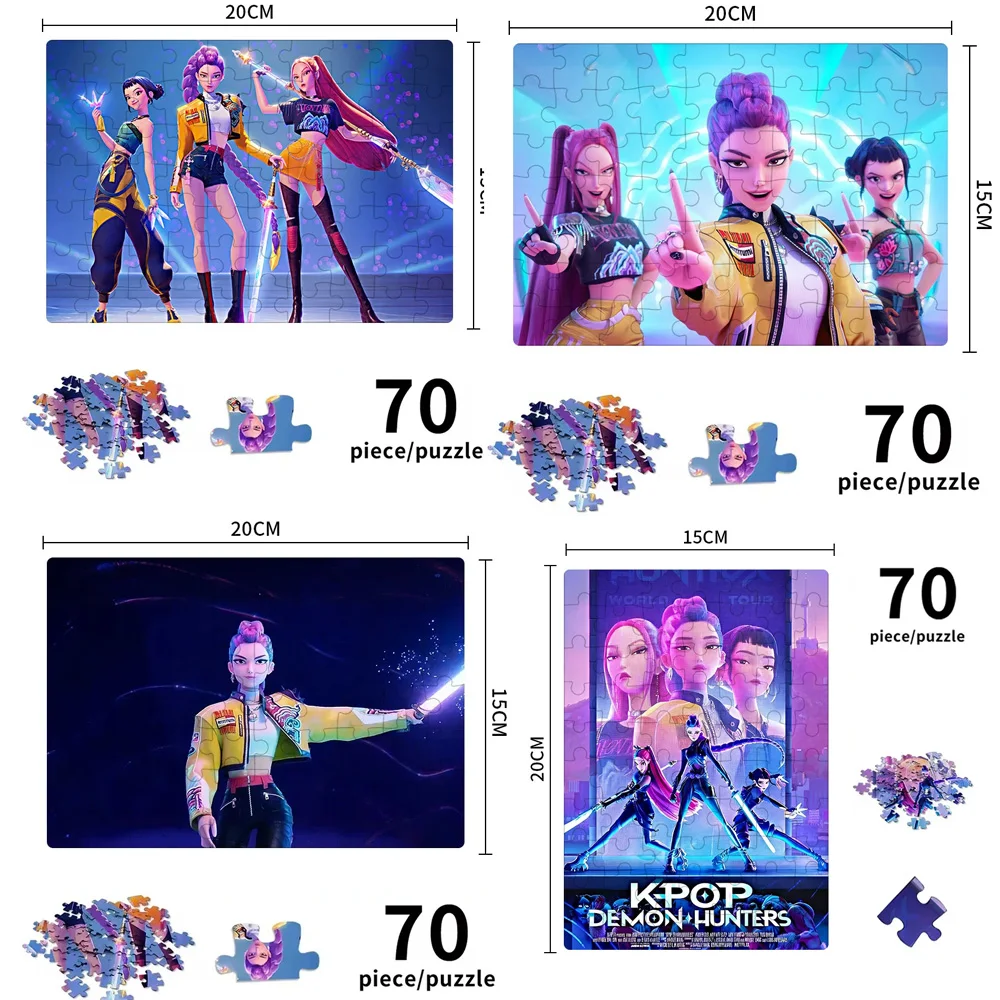 2026NEW Kpop Demon Hunters Jigsaw puzzle Gioco da tavolo Rumi Mira Zoey Huntrix Personaggio Puzzle Da Collezione Decor Giocattoli Per Bambini Gif
