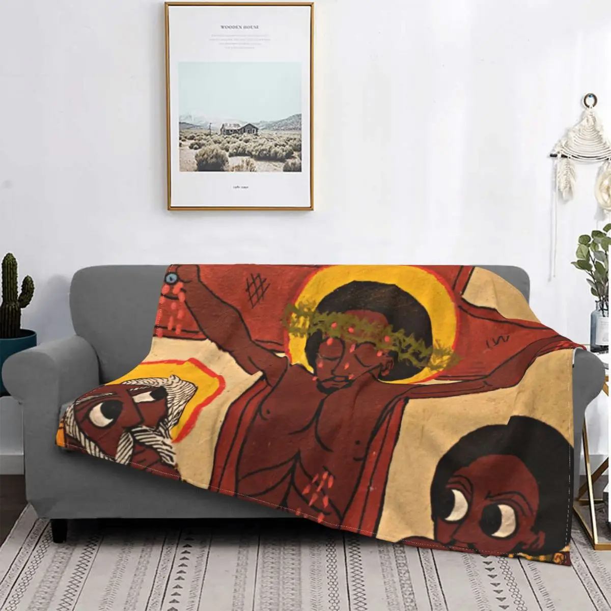 Cross Ethiopian Painting Blanket Flannel Summer Cute Thin Throw Blankets For Sofa Bedspread