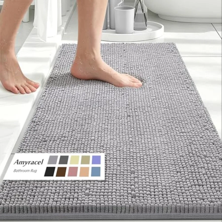 

Bathroom Rug Mat 36x48, Thick Soft Quick Dry Absorbent Chenille Bath Rug, Rubber Back Non Slip Machine Washable Bath Mat for Ba