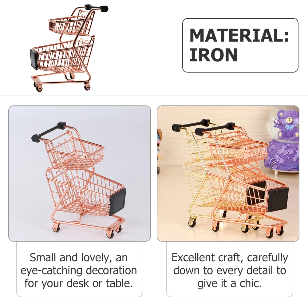 

Mini Shopping Cart Handcart Storage Trolley Toy Iron Supermarket Metal