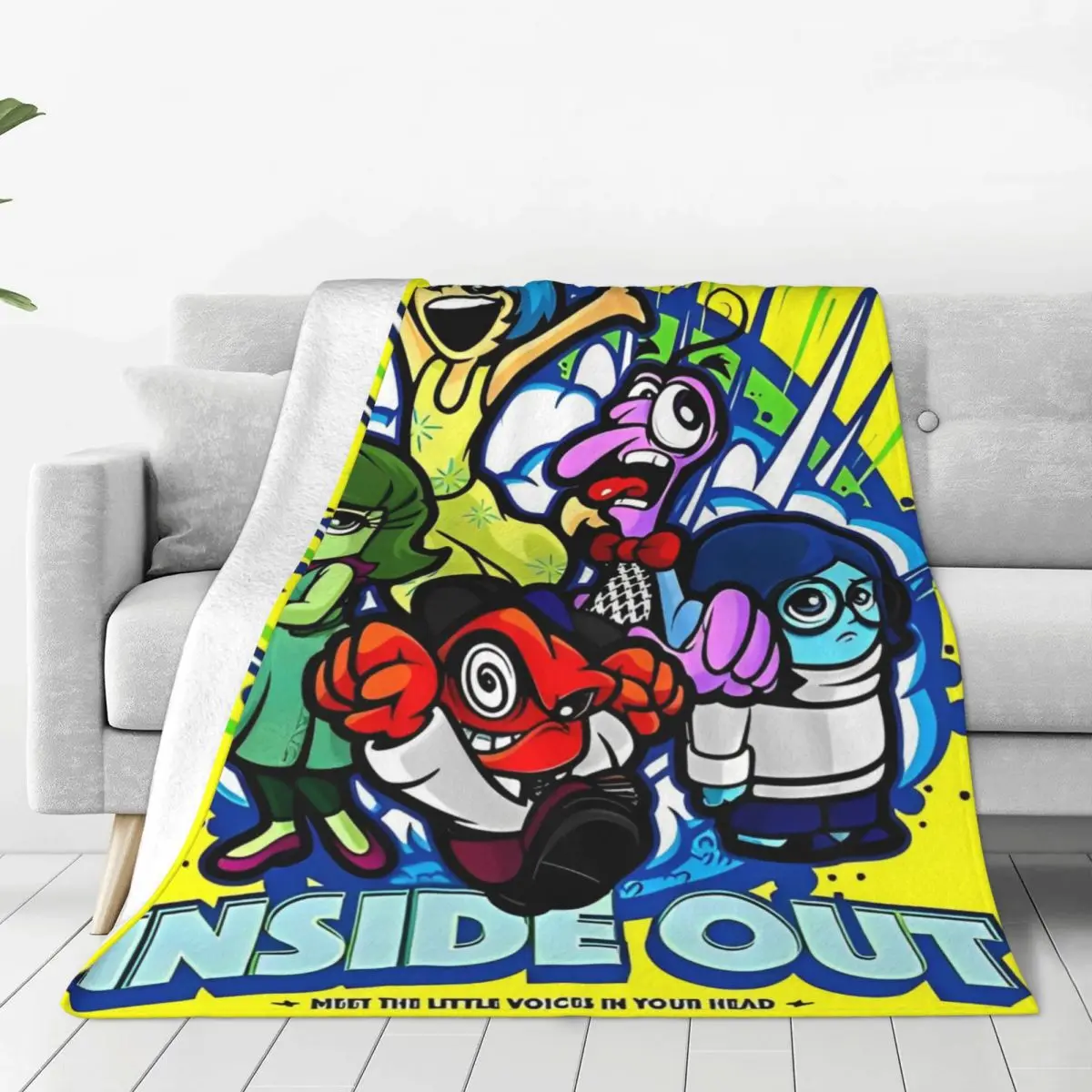 Inside Out 2 Cartoon Blanket Warm Soft Street Trend Plush Bedding Throws For Couch Chair Sofa Bed Decorative Flannel Bedspread