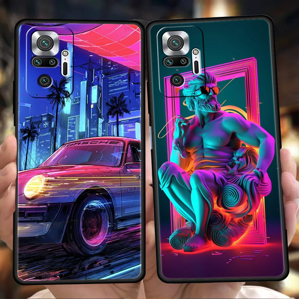 Synthwave Retro Phone Case Cover for Redmi Note 12 11 10 Pro Plus 8 8T 9 K50 K40 Gaming 9A 9C 9T Pro Plus Silicone Shell Capas