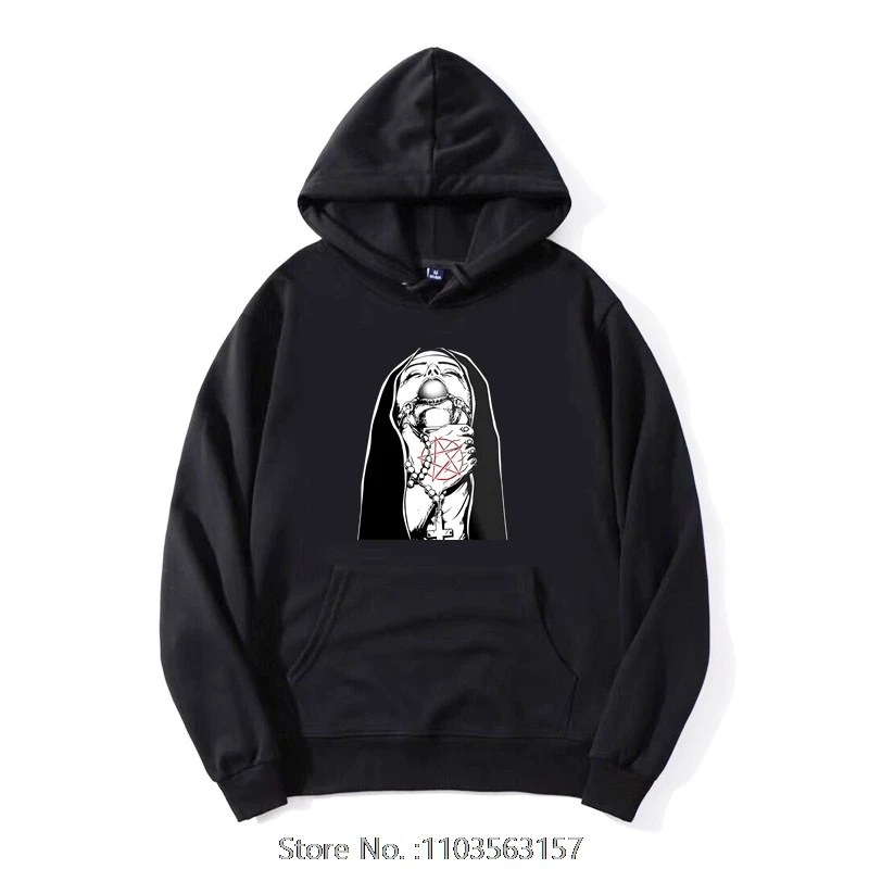 Satanic Nun Tattoos Unholy Pullover Hoodie Sexy Nun Men Hoody Comfort Funny Creativity Novelty Men Clothing Oversized Sweatshirt