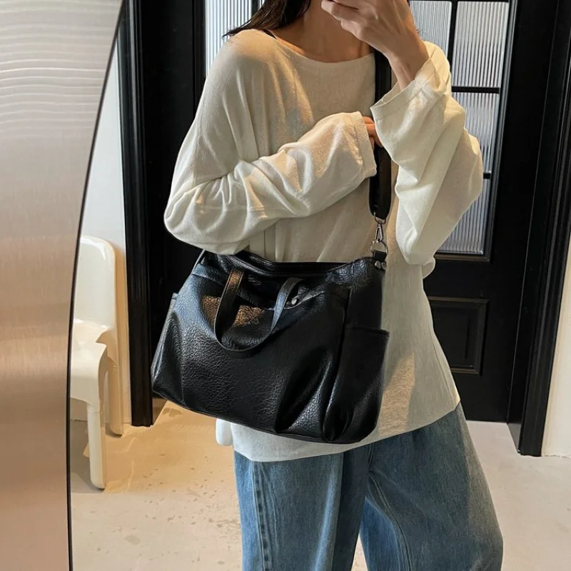 

Роскошная высококачественная кожаная сумка-тоут, элегантная классическая дизайнерская парижская модная однотонная сумка большой вместимости для женщин, кошелек для пригородных поездок