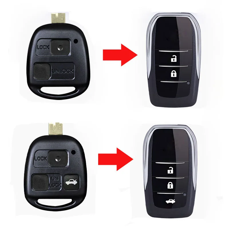 

3 Buttons/2 Buttons Modified Flip Folding Remote Key Case Shell For Toyota Prado Previa Highlander Land Cruiser Camry 2.4