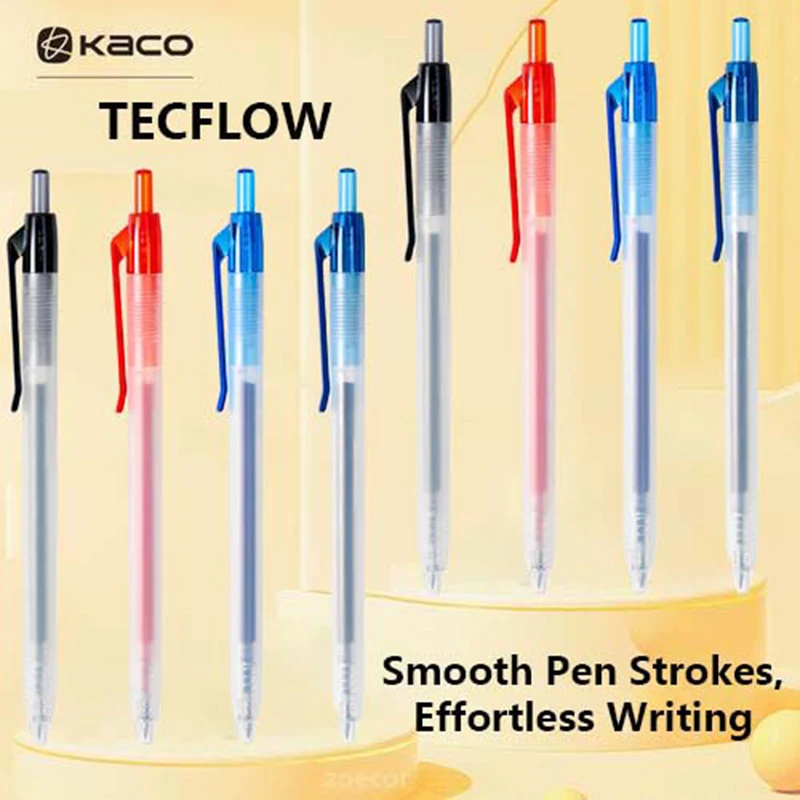 KACO Multi-color Gel Pen 48° Dual-Bead Nib 800m 3s Quick-drying Smoothness Writing Pens Study Practicality Aesthetic Stationery