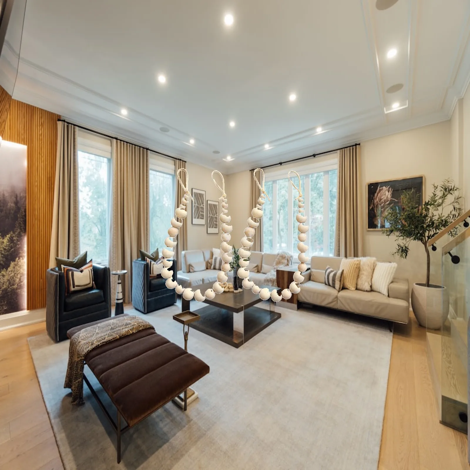 Decorative Wooden Bead Curtain Tiebacks Clips Farmhouse Style Curtain Holdbacks for Living Room Window Drapes