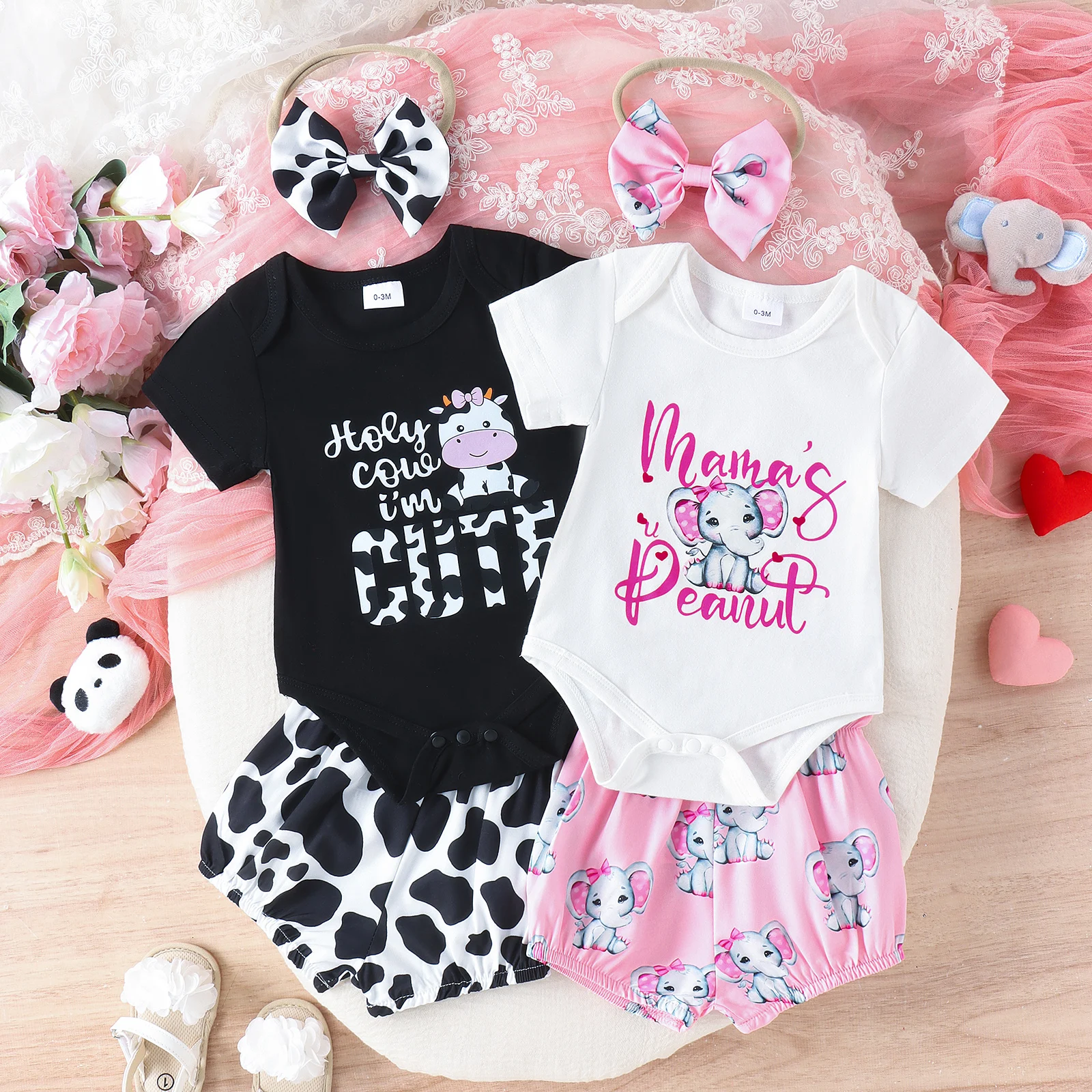 جاكيت بناتي بطبعة حيوانات متعددة الألوان ، شورت صيفي وغطاء رأس ، بدلة كاجوال ناعمة ومريحة ، 3 * * #3